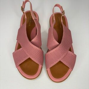 Cole Haan Mikaela Stitchlite Sandal Women 7B Pink Knit Slingback Flat SH3
